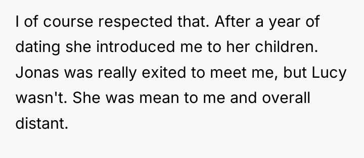 I of course respected that. After a year of dating...