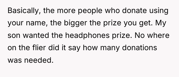 Basically, the more people who donate using your name, the...
