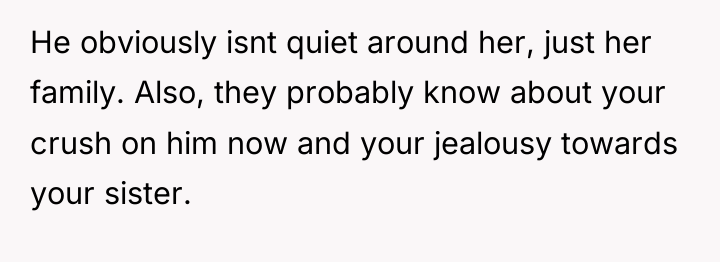 He obviously isnt quiet around her, just her family. Also,...