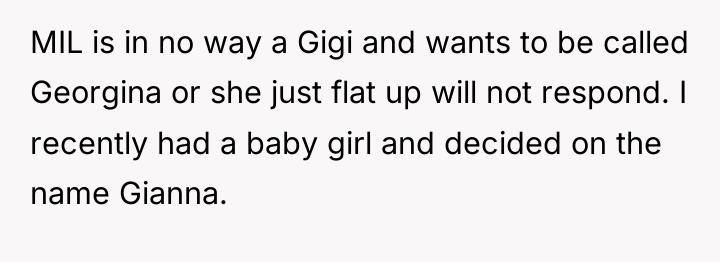 MIL is in no way a Gigi and wants to...