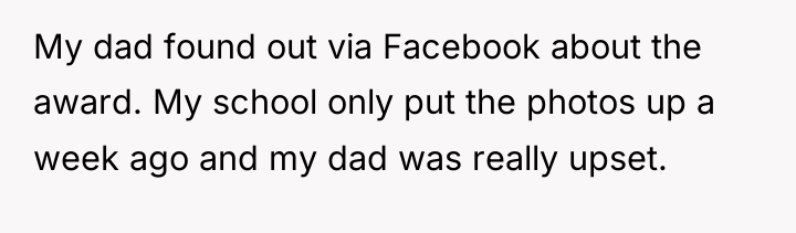 My dad found out via Facebook about the award. My...