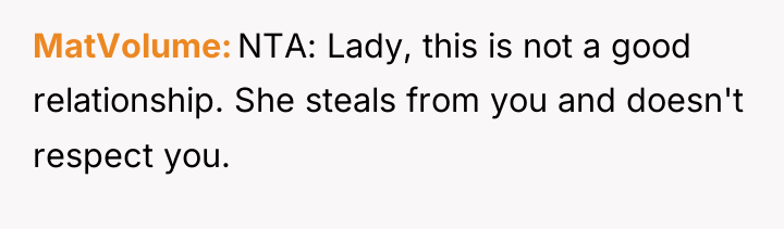 MatVolume NTA: Lady, this is not a good relationship. She...