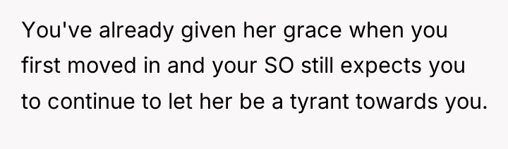 You've already given her grace when you first moved in...