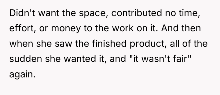 Didn't want the space, contributed no time, effort, or money...