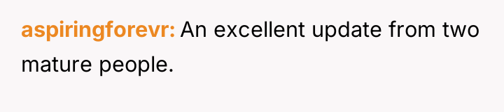 aspiringforevr An excellent update from two mature people.