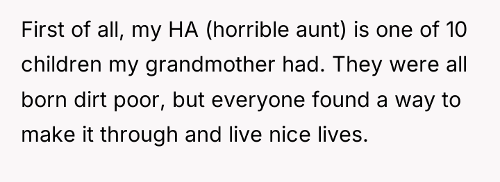 First of all, my HA (horrible aunt) is one of...