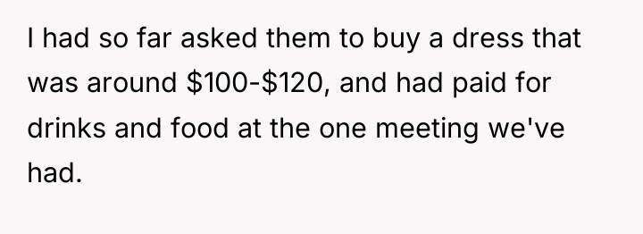 I had so far asked them to buy a dress...