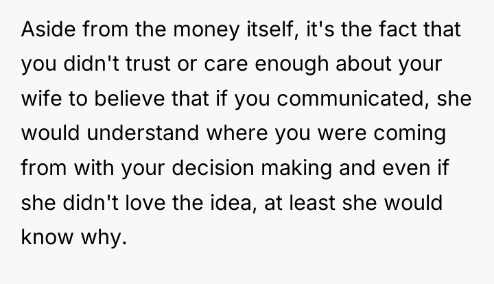Aside from the money itself, it's the fact that you...