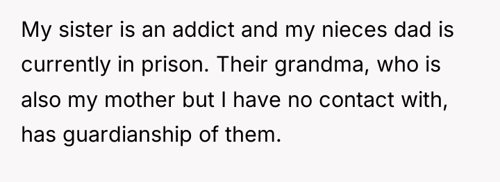 My sister is an addict and my nieces dad is...