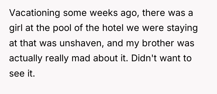 Vacationing some weeks ago, there was a girl at the...