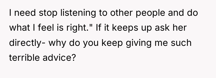 I need stop listening to other people and do what...