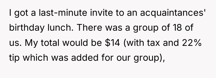 I got a last-minute invite to an acquaintances' birthday lunch....