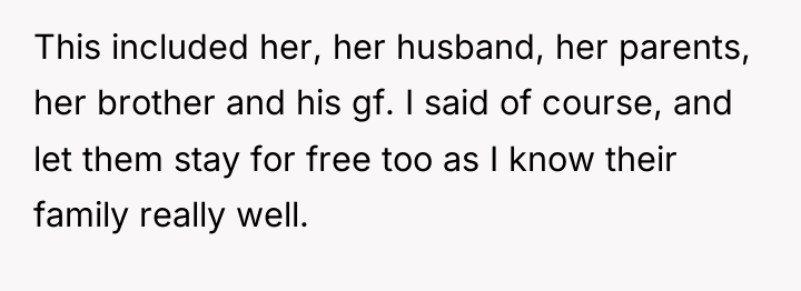 This included her, her husband, her parents, her brother and...
