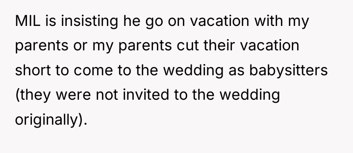 MIL is insisting he go on vacation with my parents...