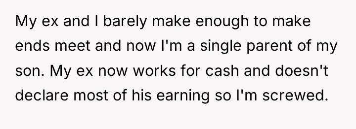 My ex and I barely make enough to make ends...