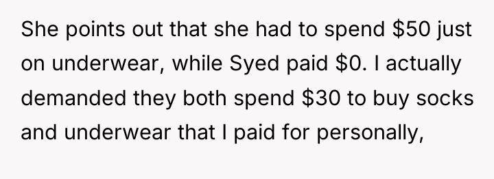 She points out that she had to spend $50 just...