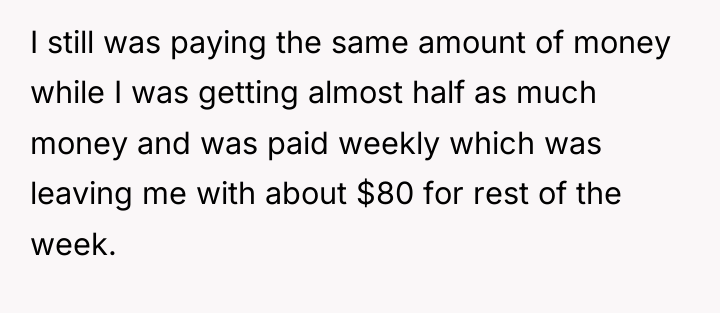 I still was paying the same amount of money while...