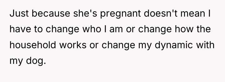 Just because she's pregnant doesn't mean I have to change...