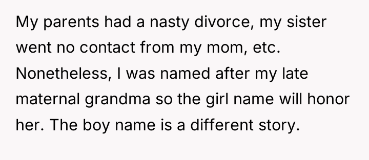 My parents had a nasty divorce, my sister went no...