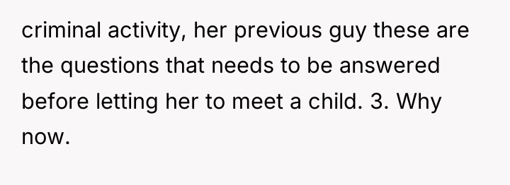 criminal activity, her previous guy these are the questions that...