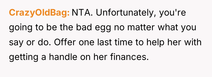 CrazyOldBag NTA. Unfortunately, you're going to be the bad egg...