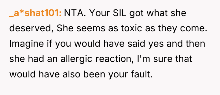 _a*shat101 NTA. Your SIL got what she deserved, She seems...