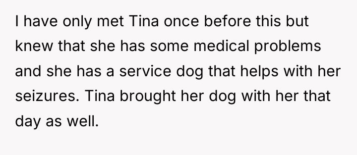 I have only met Tina once before this but knew...