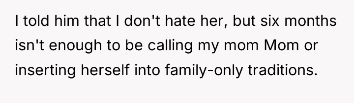 I told him that I don't hate her, but six...