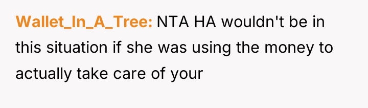 Wallet_In_A_Tree NTA HA wouldn't be in this situation if she...