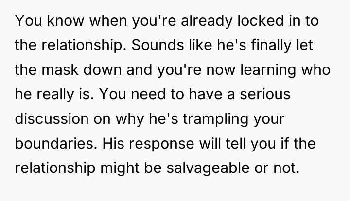 You know when you're already locked in to the relationship....