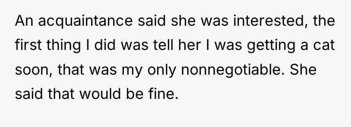 An acquaintance said she was interested, the first thing I...