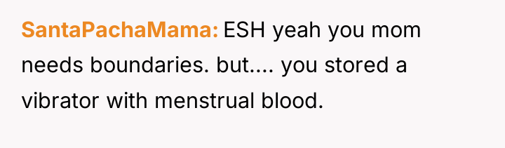 SantaPachaMama ESH yeah you mom needs boundaries. but.... you stored...
