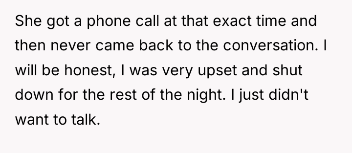 She got a phone call at that exact time and...