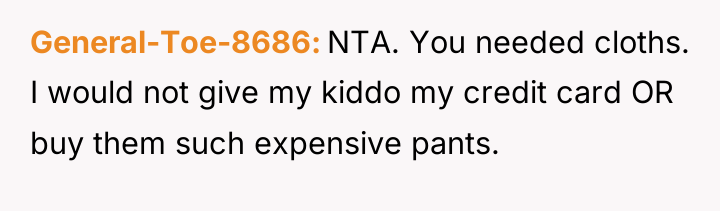 General-Toe-8686 NTA. You needed cloths. I would not give my...