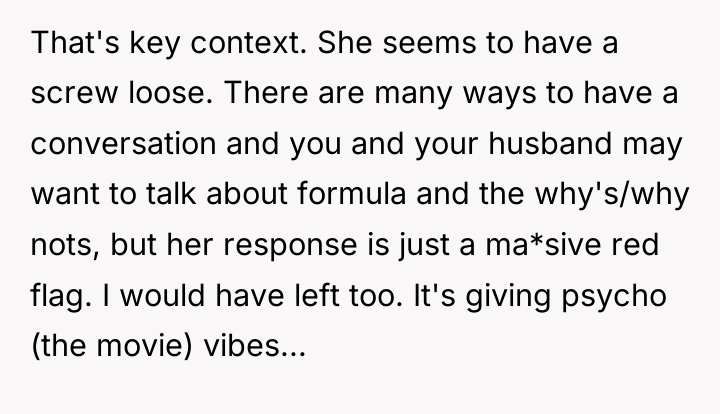 That's key context. She seems to have a screw loose....