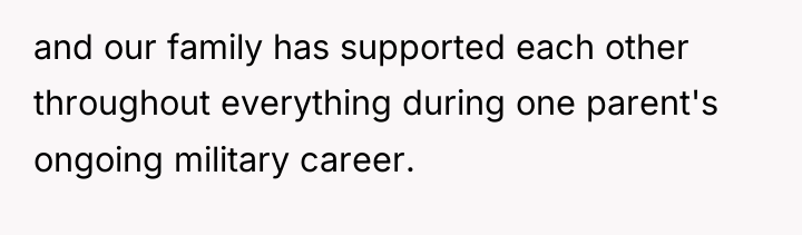 and our family has supported each other throughout everything during...