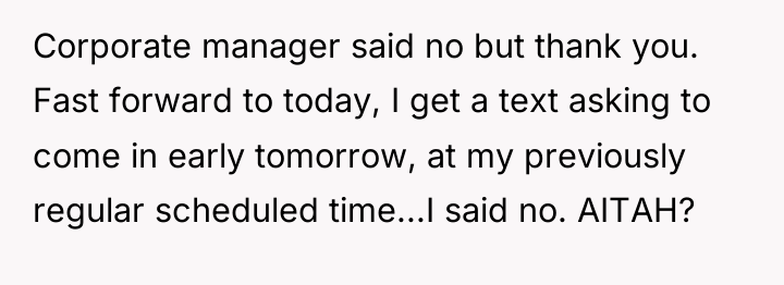 Corporate manager said no but thank you. Fast forward to...