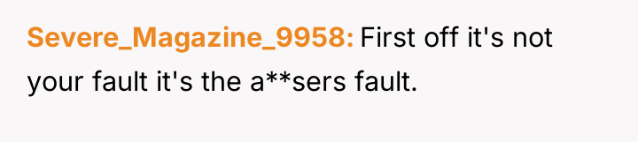Severe_Magazine_9958 First off it's not your fault it's the a**sers...