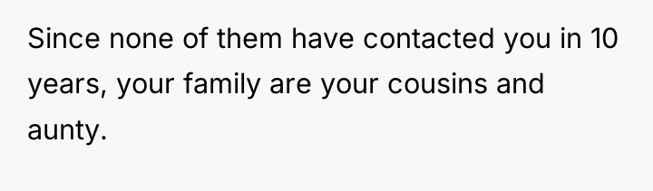 Since none of them have contacted you in 10 years,...
