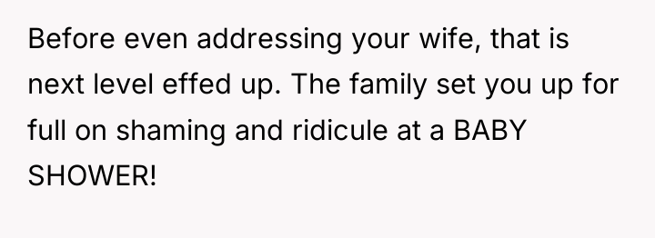 Before even addressing your wife, that is next level effed...