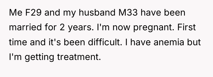 Me F29 and my husband M33 have been married for...