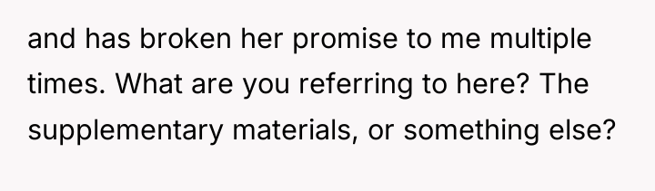 and has broken her promise to me multiple times. What...
