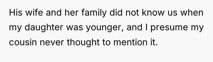 His wife and her family did not know us when...