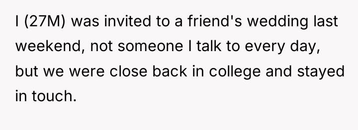 I (27M) was invited to a friend's wedding last weekend,...