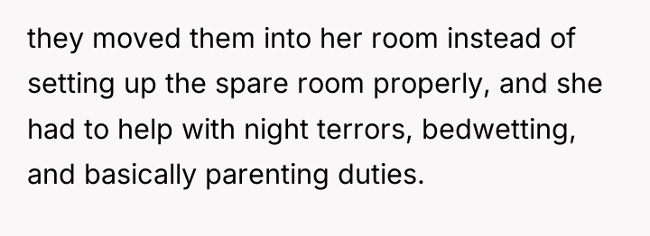 they moved them into her room instead of setting up...