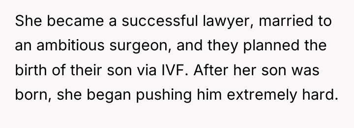 She became a successful lawyer, married to an ambitious surgeon,...