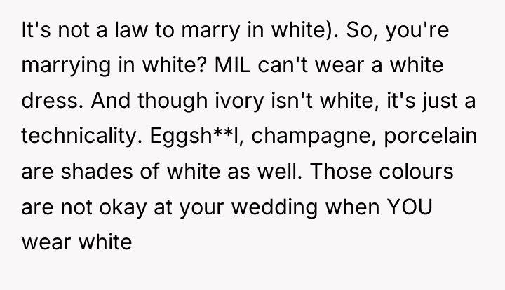 It's not a law to marry in white). So, you're...