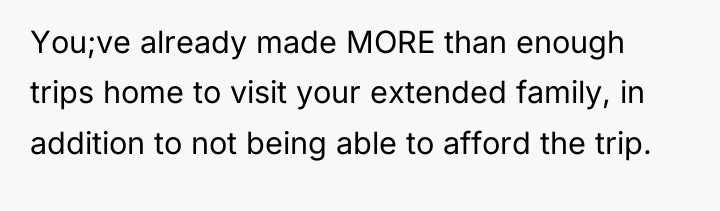 You;ve already made MORE than enough trips home to visit...