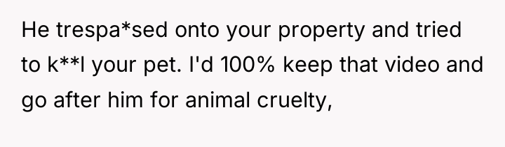 He trespa*sed onto your property and tried to k**l your...
