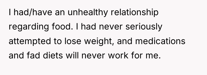 I had/have an unhealthy relationship regarding food. I had never...